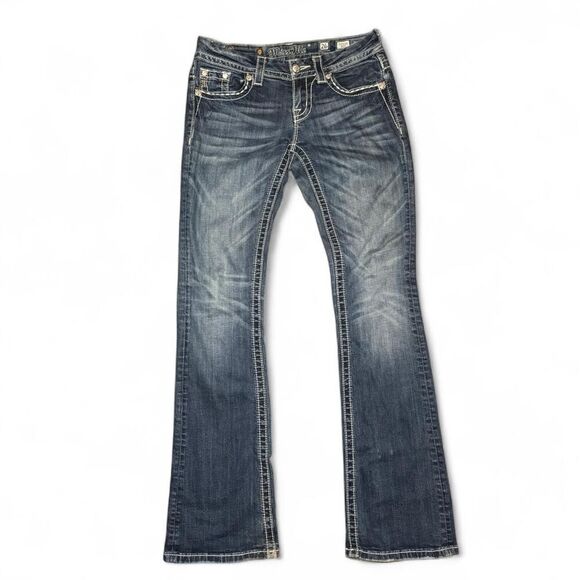 Miss Me blue bootcut embellished low rise jeans JE8032BL Size 26 - Picture 2 of 8